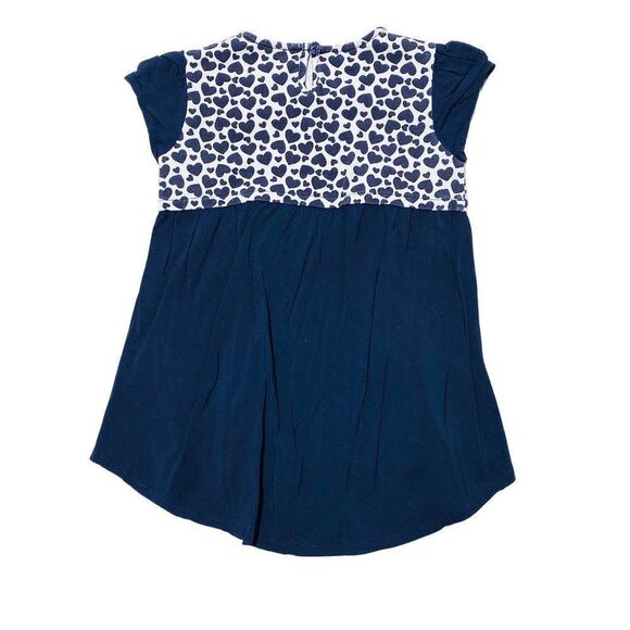 Armani Junior Heart Print Navy Blue High Low Dress - Picture 4 of 4
